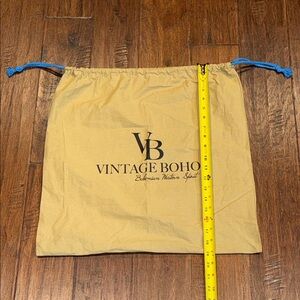 Vintage Boho Tan Drawstring Bag